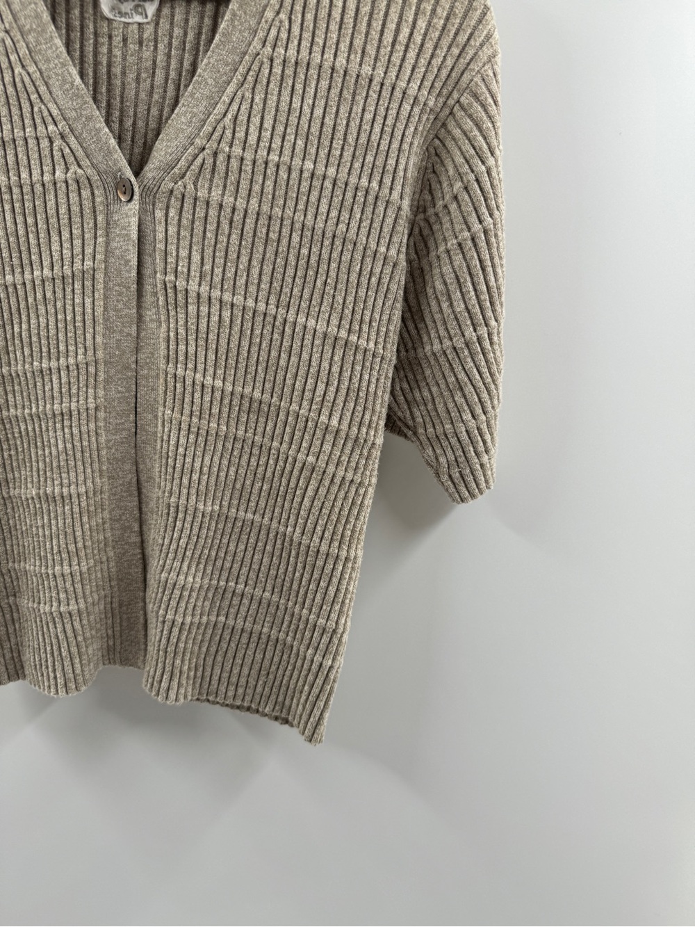 Torrey Pines Khaki Ribbed Single Button Cardigan Women's Medium - Picture 3 of 8